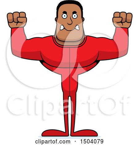 Clipart of a Mad Buff African American Man in Pjs - Royalty Free Vector Illustration by Cory Thoman