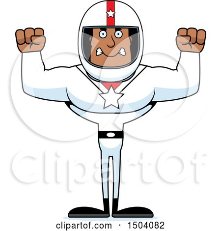 Clipart of a Mad Buff African American Male Racer - Royalty Free Vector Illustration by Cory Thoman