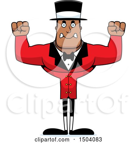 Clipart of a Mad Buff African American Male Circus Ringmaster - Royalty Free Vector Illustration by Cory Thoman
