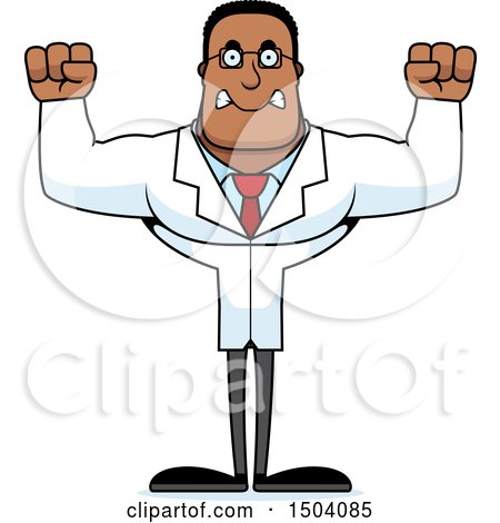 Clipart of a Mad Buff African American Male Scientist - Royalty Free Vector Illustration by Cory Thoman