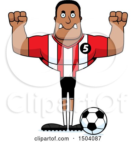 Clipart of a Mad Buff African American Male Soccer Player - Royalty Free Vector Illustration by Cory Thoman