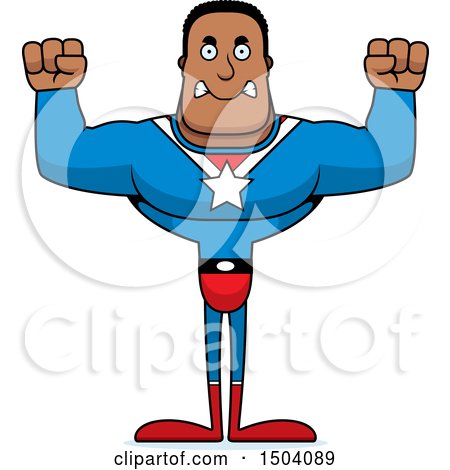 Clipart of a Mad Buff African American Male Super Hero - Royalty Free Vector Illustration by Cory Thoman