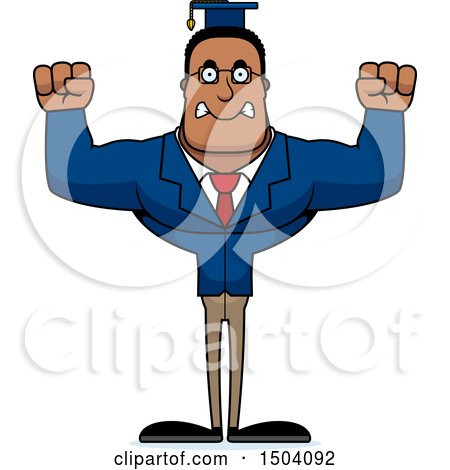 Clipart of a Mad Buff African American Male Teacher - Royalty Free Vector Illustration by Cory Thoman