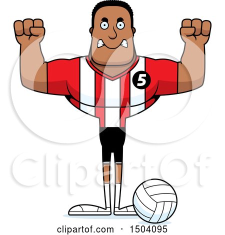 Clipart of a Mad Buff African American Male Volleyball Player - Royalty Free Vector Illustration by Cory Thoman
