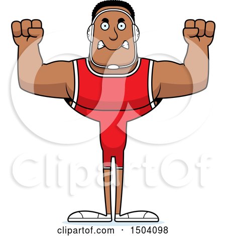 Clipart of a Mad Buff African American Male Wrestler - Royalty Free Vector Illustration by Cory Thoman