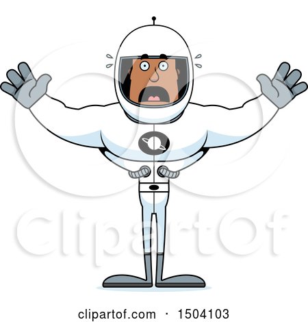 Clipart of a Scared Buff African American Male Astronaut - Royalty Free Vector Illustration by Cory Thoman