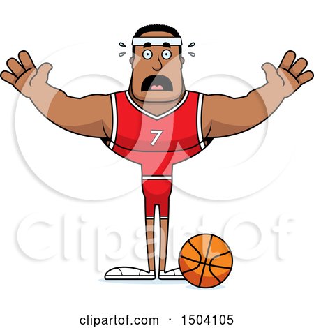 Clipart of a Scared Buff African American Male Basketball Player - Royalty Free Vector Illustration by Cory Thoman