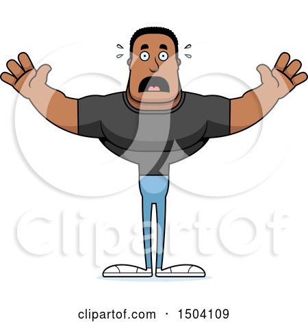 Clipart of a Scared Buff African American Casual Man - Royalty Free Vector Illustration by Cory Thoman