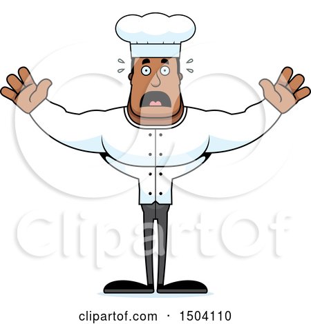 Clipart of a Scared Buff African American Male Chef - Royalty Free Vector Illustration by Cory Thoman