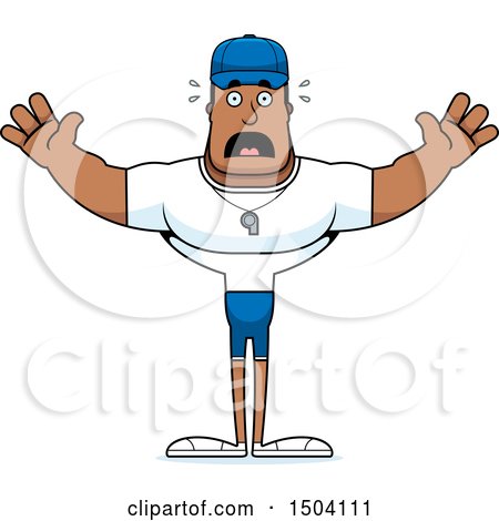 Clipart of a Scared Buff African American Male Coach - Royalty Free Vector Illustration by Cory Thoman