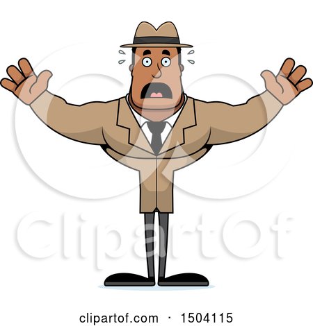 Clipart of a Scared Buff African American Male Detective - Royalty Free Vector Illustration by Cory Thoman