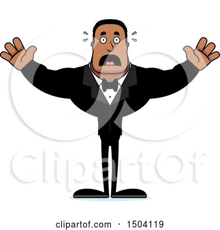 Clipart of a Scared Buff African American Male Groom - Royalty Free Vector Illustration by Cory Thoman