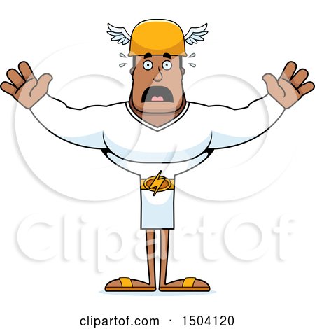 Clipart of a Scared Buff African American Male Hermes - Royalty Free Vector Illustration by Cory Thoman