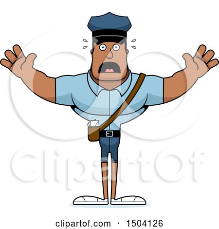 Clipart of a Scared Buff African American Mail Man - Royalty Free Vector Illustration by Cory Thoman