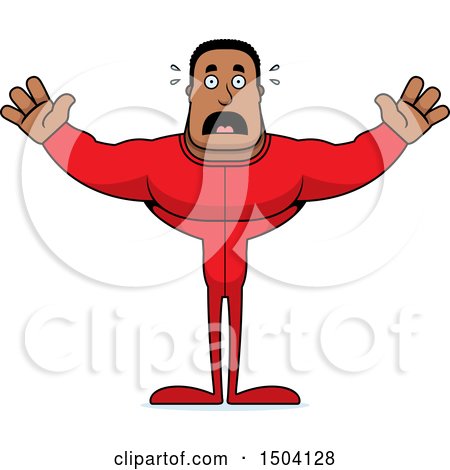 Clipart of a Scared Buff African American Man in Pjs - Royalty Free Vector Illustration by Cory Thoman