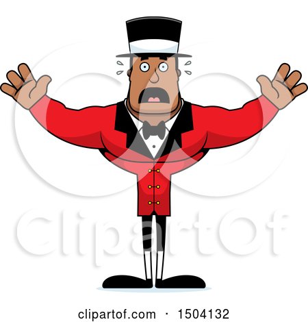 Clipart of a Scared Buff African American Male Circus Ringmaster - Royalty Free Vector Illustration by Cory Thoman