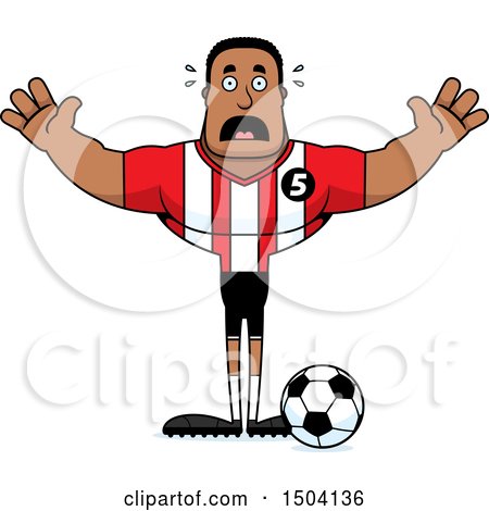 Clipart of a Scared Buff African American Male Soccer Player - Royalty Free Vector Illustration by Cory Thoman