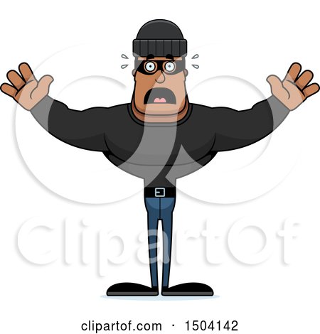 Clipart of a Scared Buff African American Male Robber - Royalty Free Vector Illustration by Cory Thoman