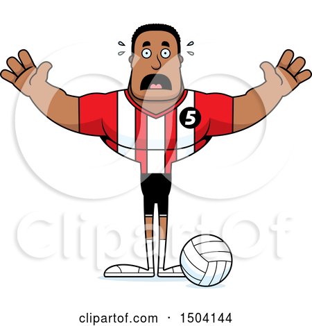 Clipart of a Scared Buff African American Male Volleyball Player - Royalty Free Vector Illustration by Cory Thoman