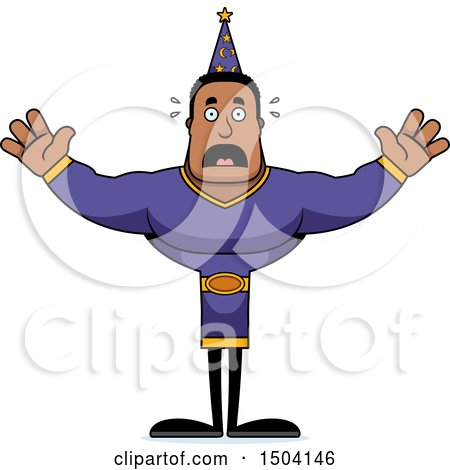 Clipart of a Scared Buff African American Male Wizard - Royalty Free Vector Illustration by Cory Thoman