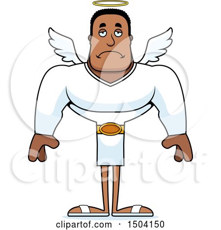 Clipart of a Sad Buff African American Male Angel - Royalty Free Vector Illustration by Cory Thoman