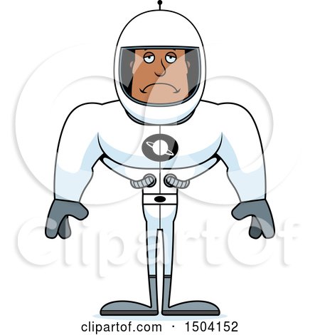 Clipart of a Sad Buff African American Male Astronaut - Royalty Free Vector Illustration by Cory Thoman