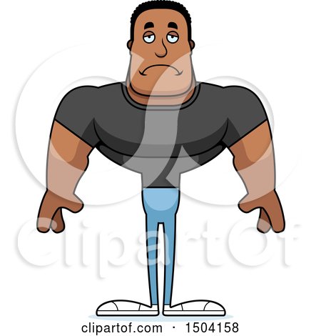Clipart of a Sad Buff African American Casual Man - Royalty Free Vector Illustration by Cory Thoman