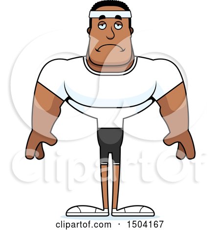 Clipart of a Sad Buff African American Fitness Man - Royalty Free Vector Illustration by Cory Thoman