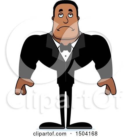 Clipart of a Sad Buff African American Male Groom - Royalty Free Vector Illustration by Cory Thoman