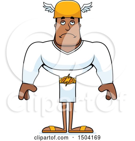 Clipart of a Sad Buff African American Male Hermes - Royalty Free Vector Illustration by Cory Thoman