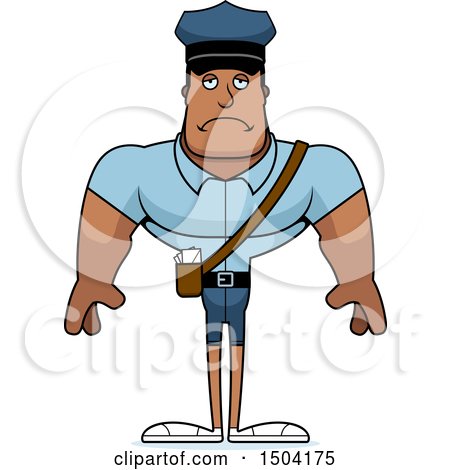 Clipart of a Sad Buff African American Mail Man - Royalty Free Vector Illustration by Cory Thoman