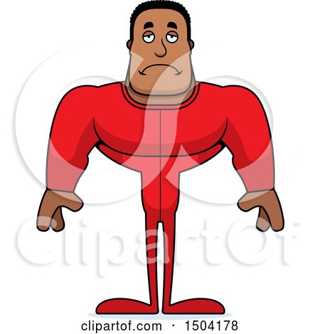 Clipart of a Sad Buff African American Man in Pjs - Royalty Free Vector Illustration by Cory Thoman
