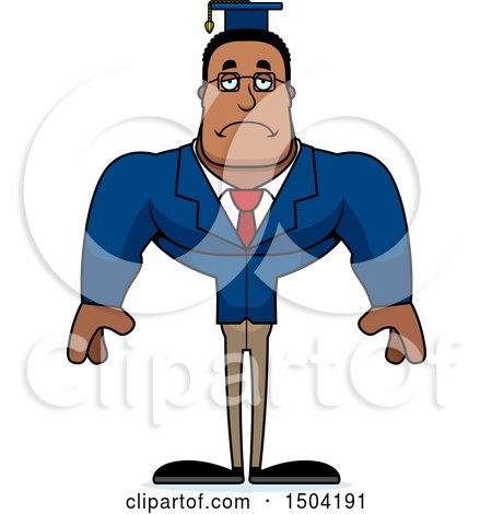 Clipart of a Sad Buff African American Male Teacher - Royalty Free Vector Illustration by Cory Thoman