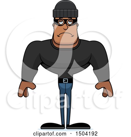 Clipart of a Sad Buff African American Male Robber - Royalty Free Vector Illustration by Cory Thoman
