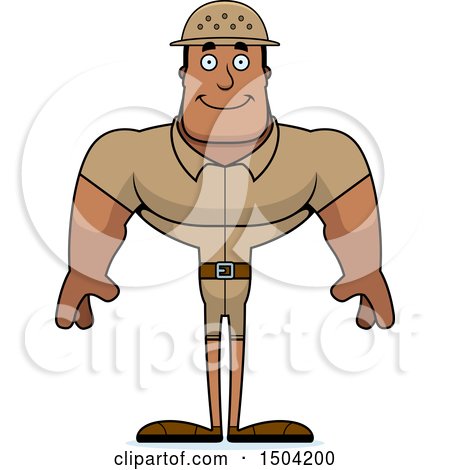 Clipart of a Happy Buff African American Male Zookeeper - Royalty Free Vector Illustration by Cory Thoman