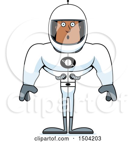 Clipart of a Surprised Buff African American Male Astronaut - Royalty Free Vector Illustration by Cory Thoman