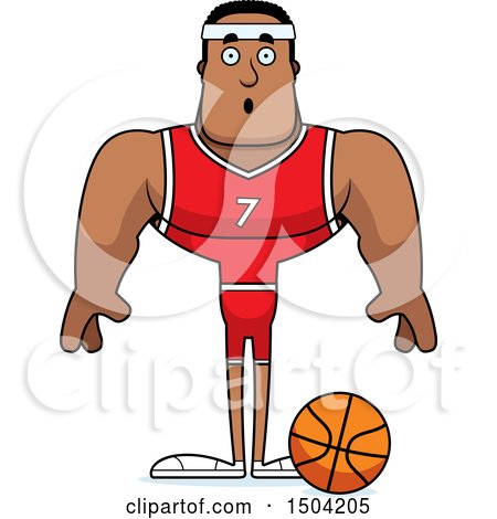 Clipart of a Surprised Buff African American Male Basketball Player - Royalty Free Vector Illustration by Cory Thoman