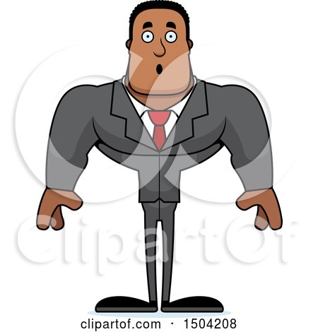 Clipart of a Surprised Buff African American Business Man - Royalty Free Vector Illustration by Cory Thoman