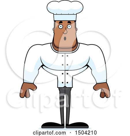 Clipart of a Surprised Buff African American Male Chef - Royalty Free Vector Illustration by Cory Thoman
