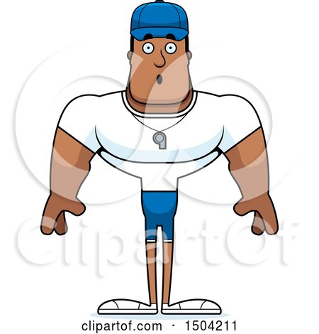 Clipart of a Surprised Buff African American Male Coach - Royalty Free Vector Illustration by Cory Thoman