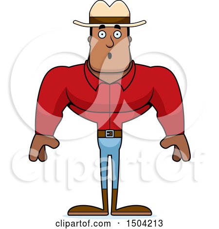 Clipart of a Surprised Buff African American Male Cowboy - Royalty Free Vector Illustration by Cory Thoman