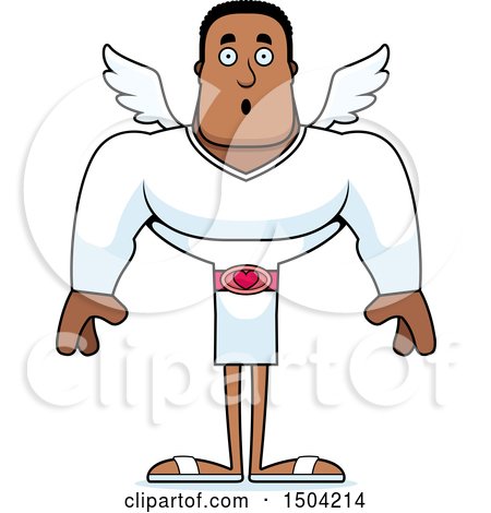 Clipart of a Surprised Buff African American Male Cupid - Royalty Free Vector Illustration by Cory Thoman
