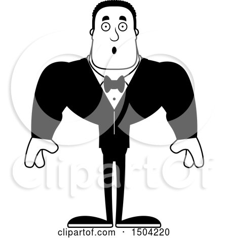 Clipart of a Surprised Buff African American Male Groom - Royalty Free Vector Illustration by Cory Thoman