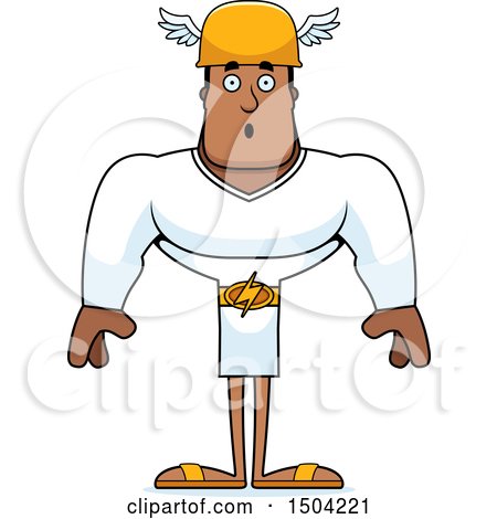 Clipart of a Surprised Buff African American Male Hermes - Royalty Free Vector Illustration by Cory Thoman
