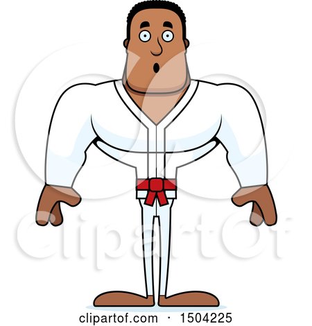 Clipart of a Surprised Buff African American Karate Man - Royalty Free Vector Illustration by Cory Thoman
