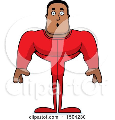 Clipart of a Surprised Buff African American Man in Pjs - Royalty Free Vector Illustration by Cory Thoman