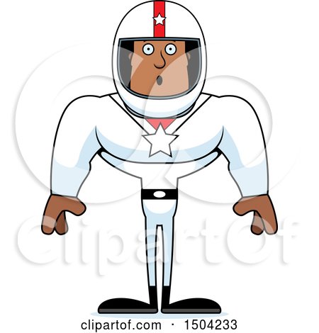 Clipart of a Surprised Buff African American Male Racer - Royalty Free Vector Illustration by Cory Thoman