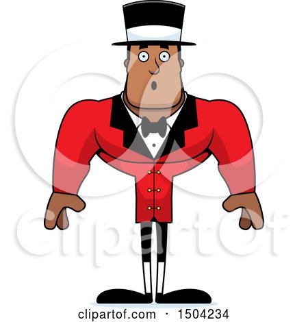 Clipart of a Surprised Buff African American Male Circus Ringmaster - Royalty Free Vector Illustration by Cory Thoman