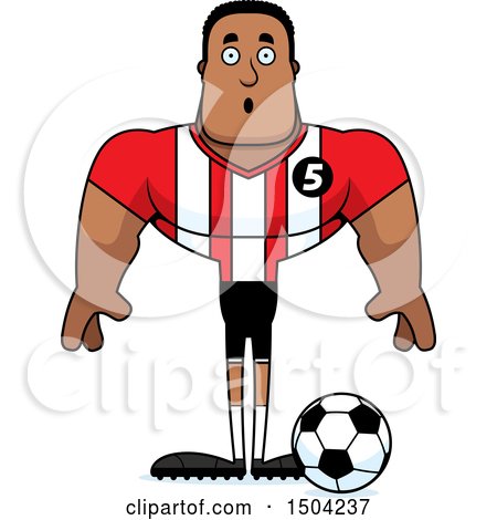 Clipart of a Surprised Buff African American Male Soccer Player - Royalty Free Vector Illustration by Cory Thoman