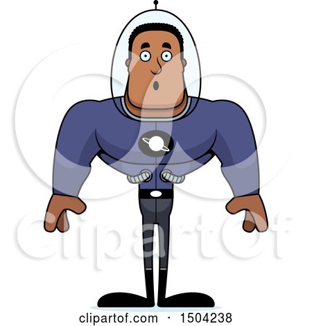 Clipart of a Surprised Buff African American Space Man or Astronaut - Royalty Free Vector Illustration by Cory Thoman